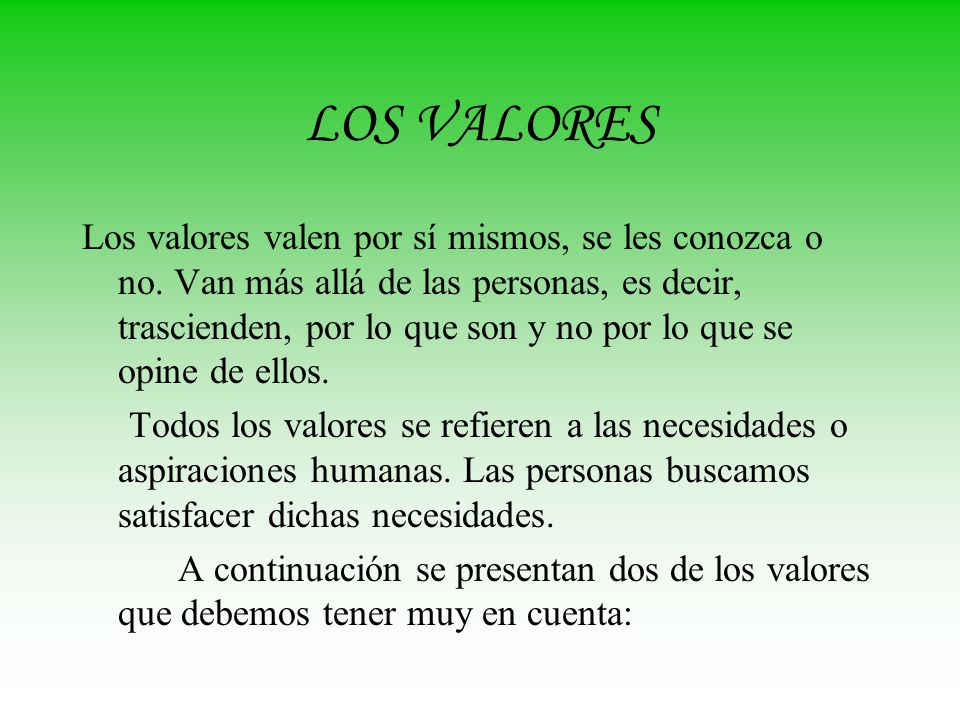LOS VALORES