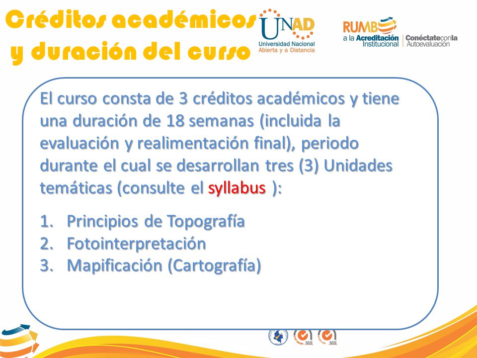 Créditos académicos y duración del curso