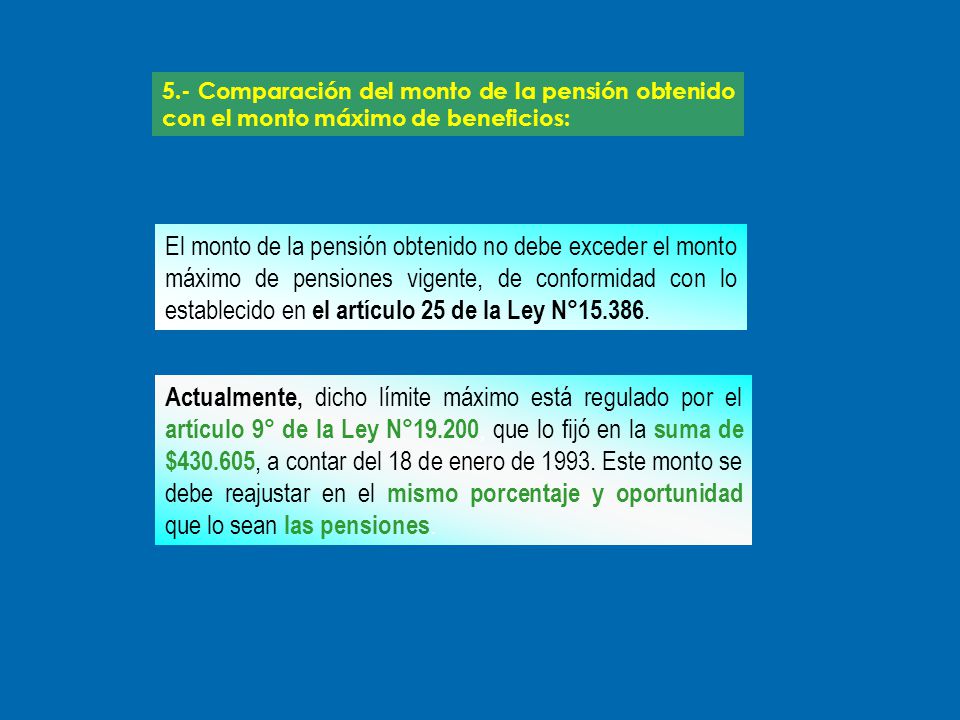 5.- Comparación del monto de la pensión obtenido con el monto máximo de beneficios: