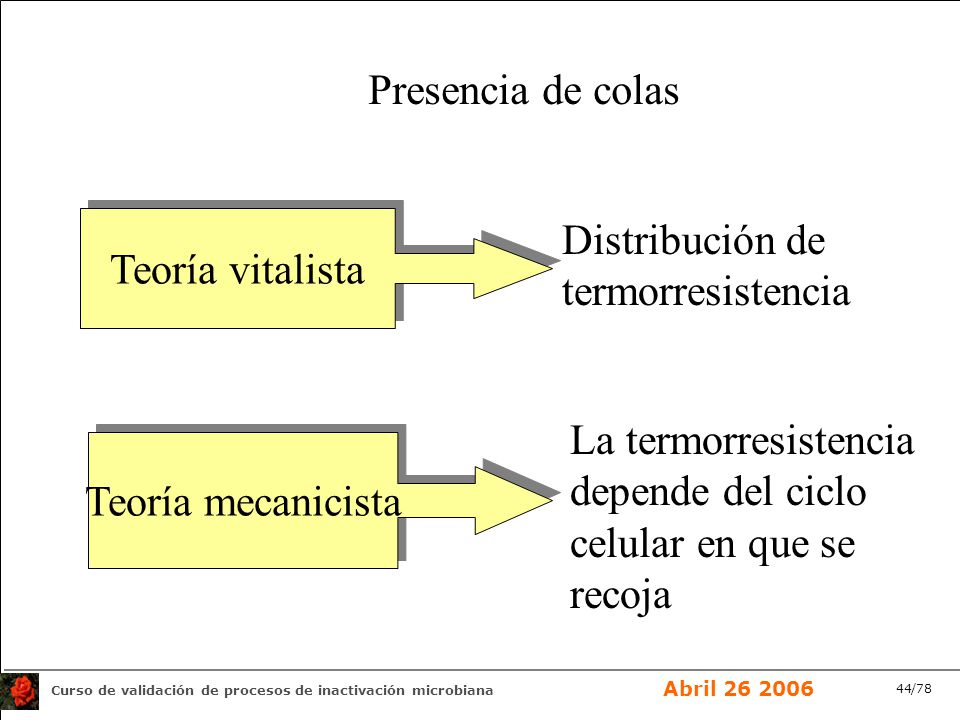 Presencia de colas Teoría vitalista. Distribución de. termorresistencia. La termorresistencia. depende del ciclo.