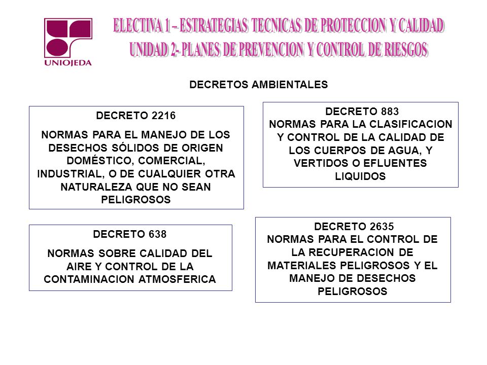 DECRETOS AMBIENTALES DECRETO 883. NORMAS PARA LA CLASIFICACION Y CONTROL DE LA CALIDAD DE LOS CUERPOS DE AGUA, Y VERTIDOS O EFLUENTES LIQUIDOS.