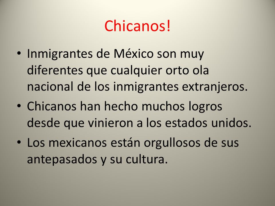 Chicanos! Inmigrantes de México son muy diferentes que cualquier orto ola nacional de los inmigrantes extranjeros.