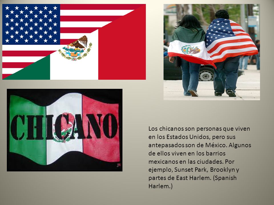 Los chicanos son personas que viven en los Estados Unidos, pero sus antepasados son de México.