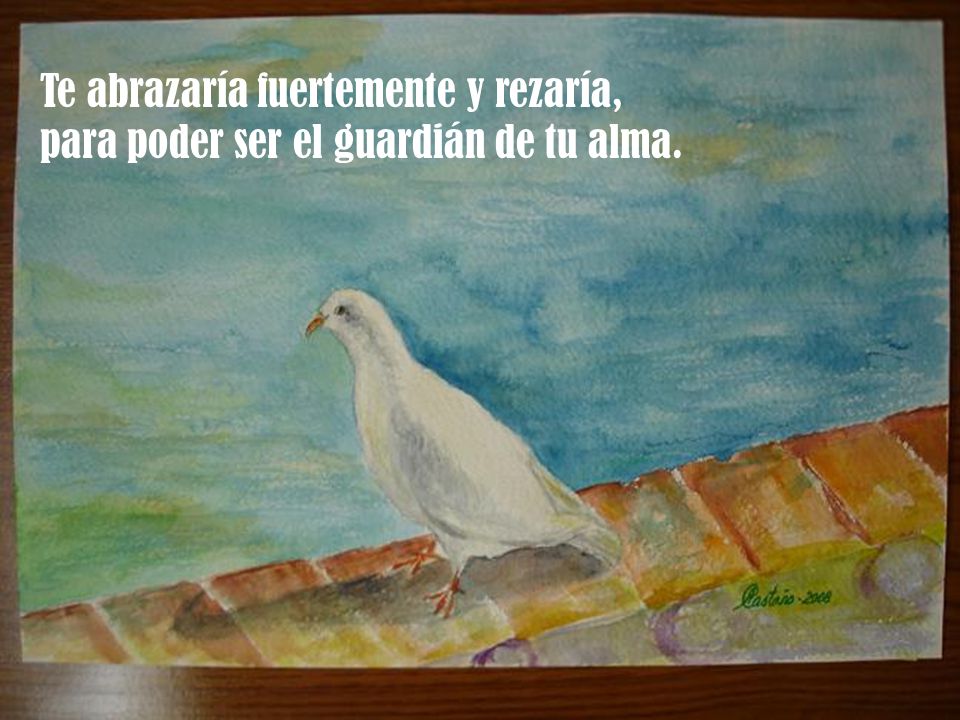Te abrazaría fuertemente y rezaría, para poder ser el guardián de tu alma.