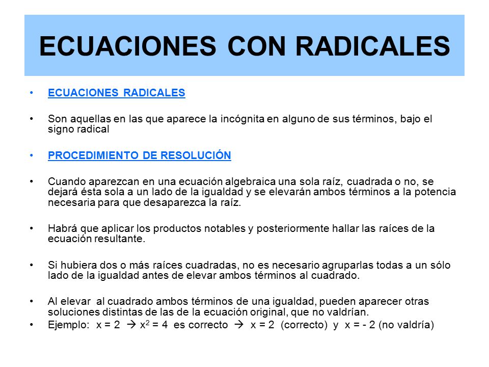 ECUACIONES CON RADICALES