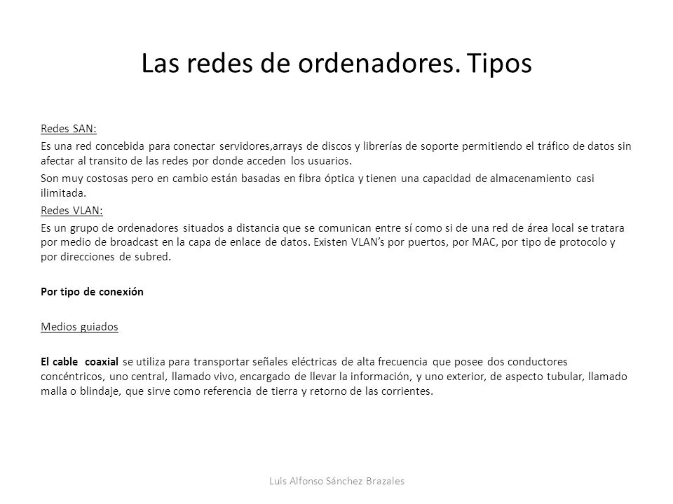 Las redes de ordenadores. Tipos