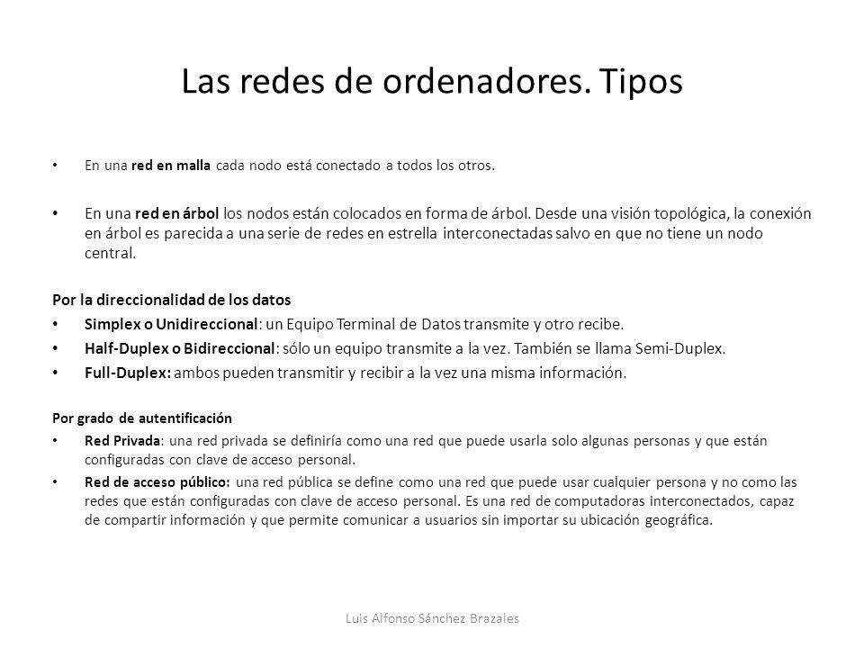 Las redes de ordenadores. Tipos