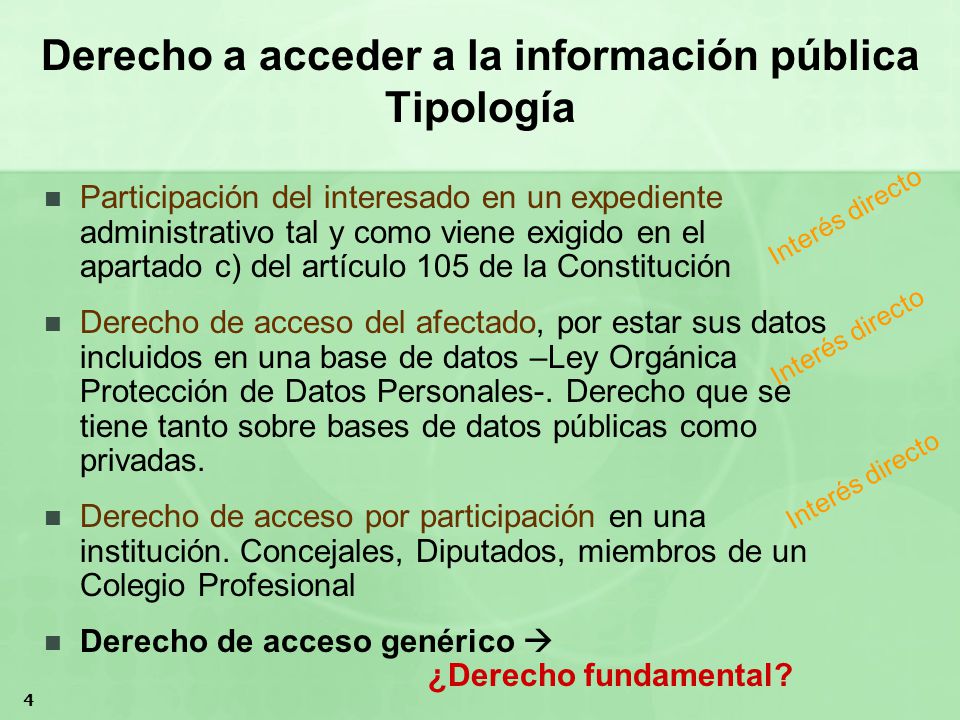Derecho a acceder a la información pública Tipología