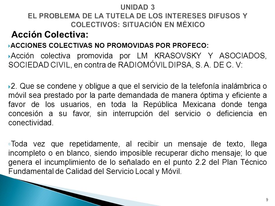 UNIDAD 3 EL PROBLEMA DE LA TUTELA DE LOS INTERESES DIFUSOS Y COLECTIVOS: SITUACIÓN EN MÉXICO