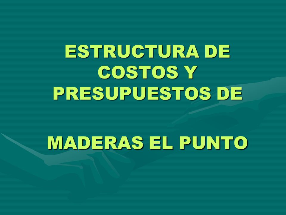 ESTRUCTURA DE COSTOS Y PRESUPUESTOS DE MADERAS EL PUNTO