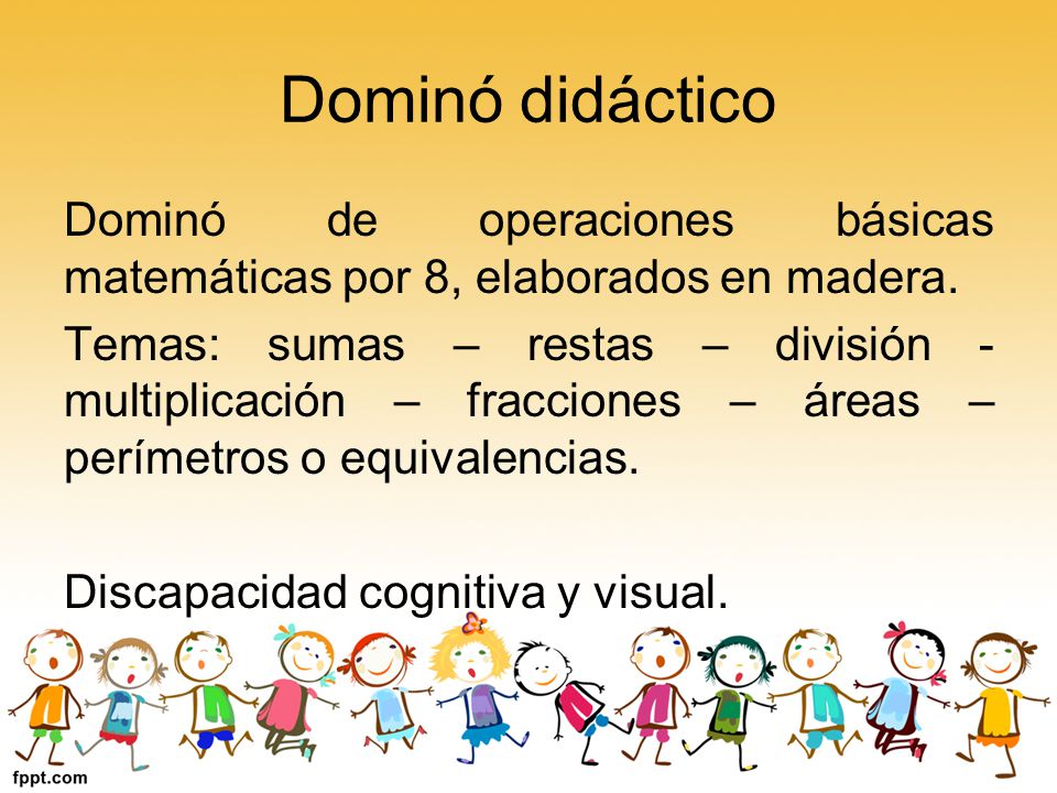 Dominó didáctico Dominó de operaciones básicas matemáticas por 8, elaborados en madera.