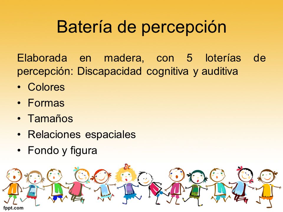 Batería de percepción Elaborada en madera, con 5 loterías de percepción: Discapacidad cognitiva y auditiva.