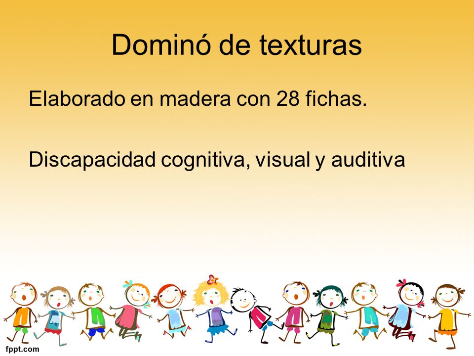 Dominó de texturas Elaborado en madera con 28 fichas.