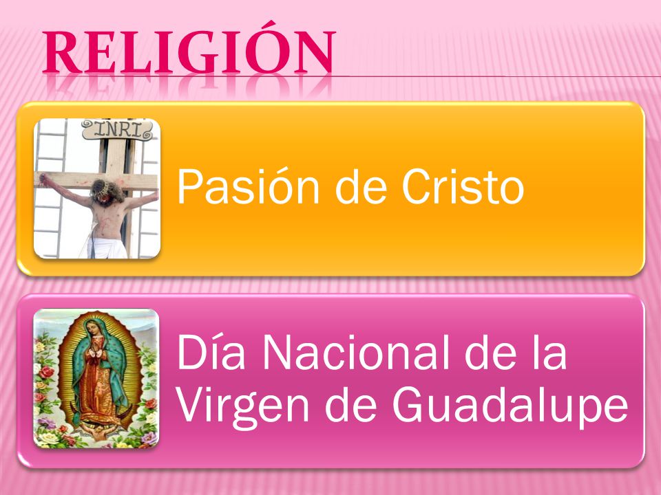 Religión Pasión de Cristo Día Nacional de la Virgen de Guadalupe