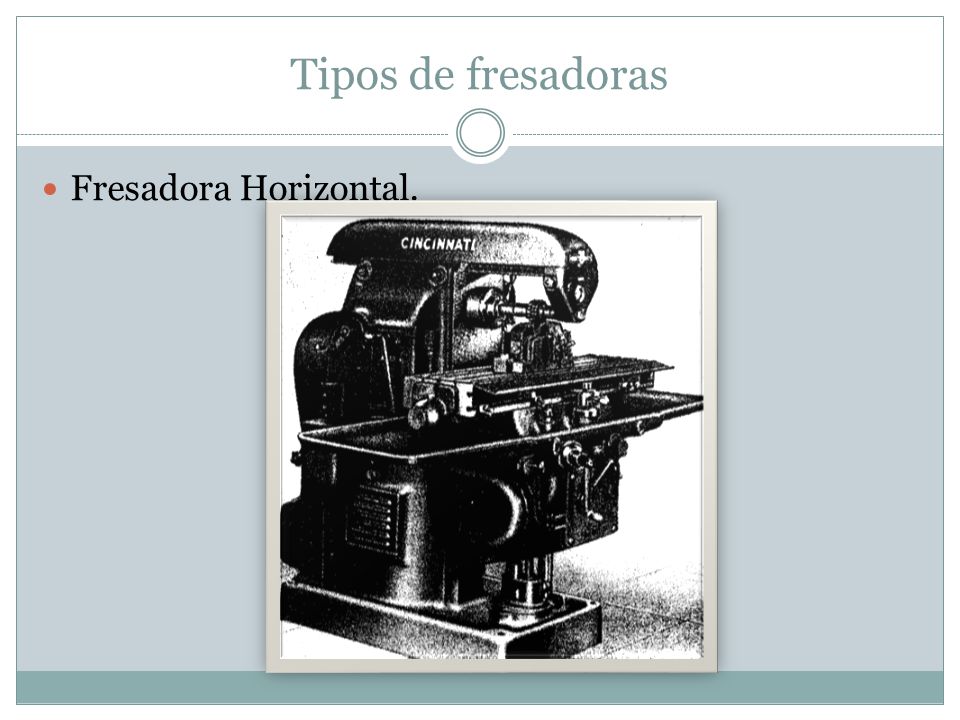 Tipos de fresadoras Fresadora Horizontal.
