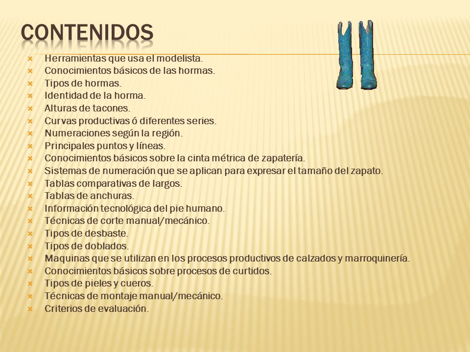 Contenidos Herramientas que usa el modelista.