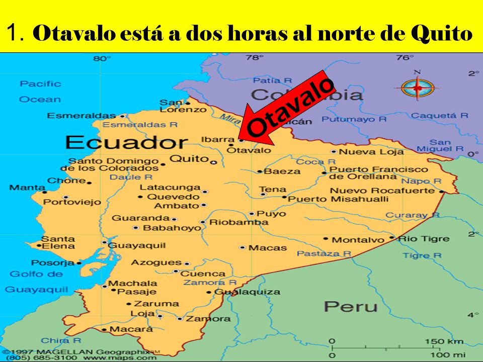 1. Otavalo está a dos horas al norte de Quito