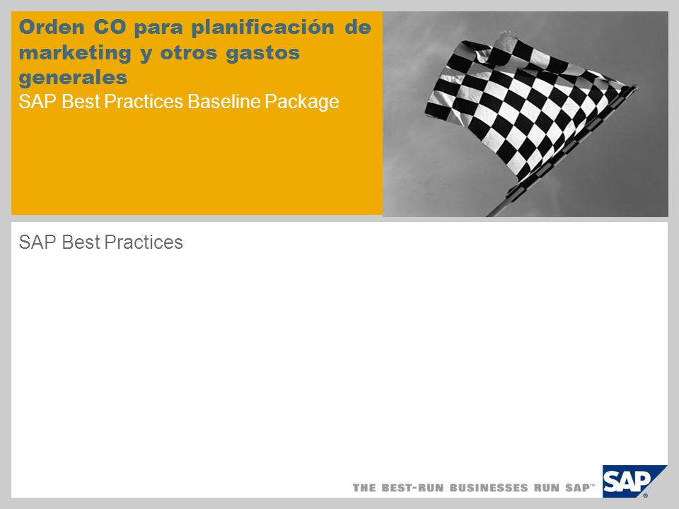Orden CO para planificación de marketing y otros gastos generales SAP Best Practices Baseline Package