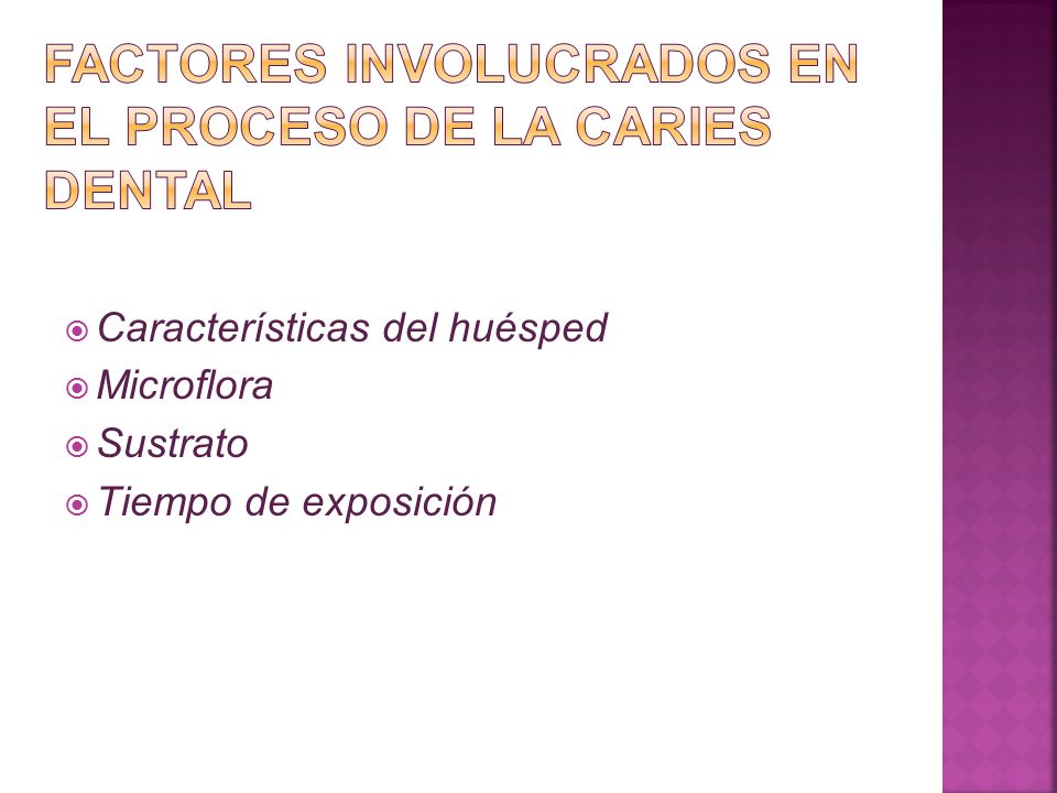 Factores involucrados en el proceso de la caries dental