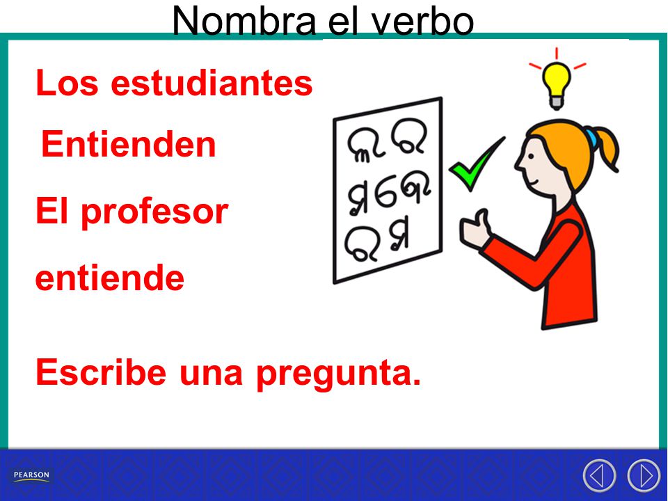 Nombra el verbo Los estudiantes Entienden El profesor entiende