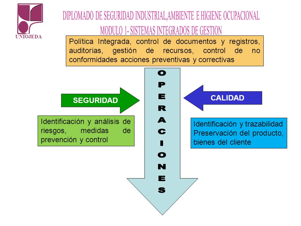 Política Integrada, control de documentos y registros, auditorias, gestión de recursos, control de no conformidades acciones preventivas y correctivas