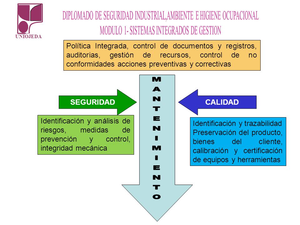 Política Integrada, control de documentos y registros, auditorias, gestión de recursos, control de no conformidades acciones preventivas y correctivas