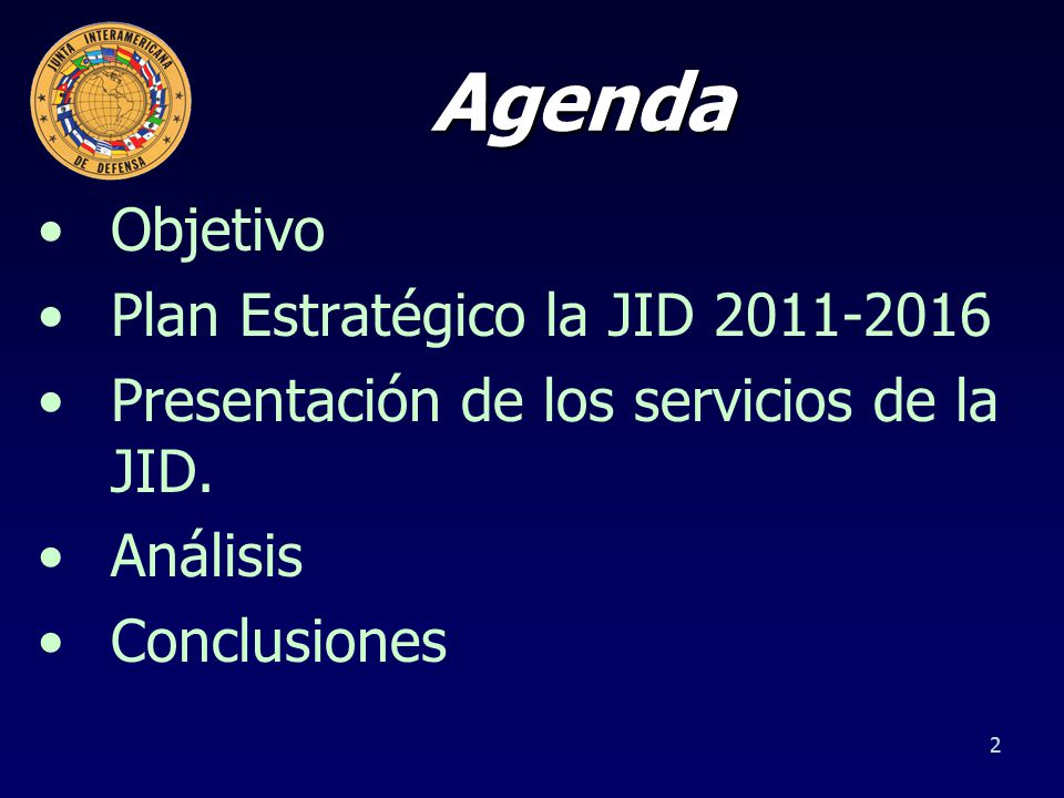 Agenda Objetivo Plan Estratégico la JID