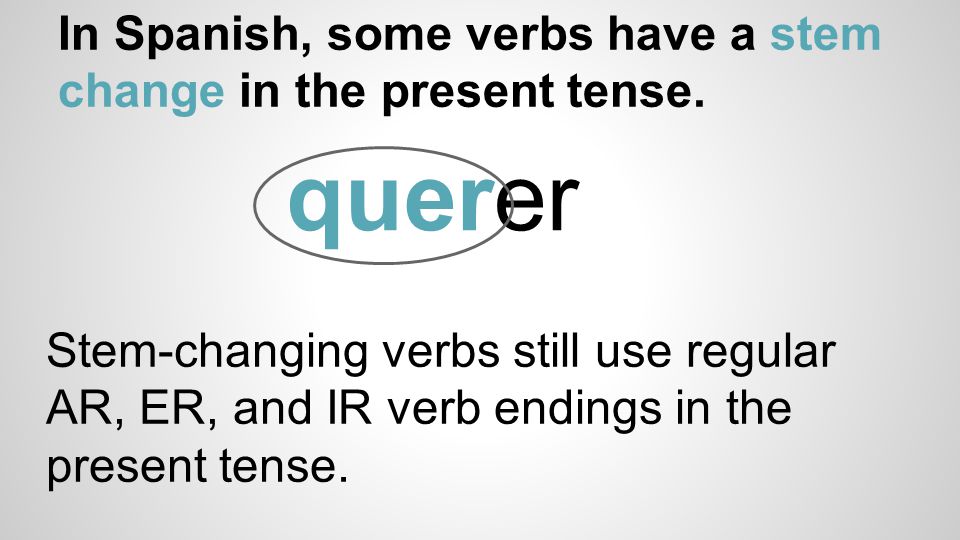 In Spanish, some verbs have a stem change in the present tense.
