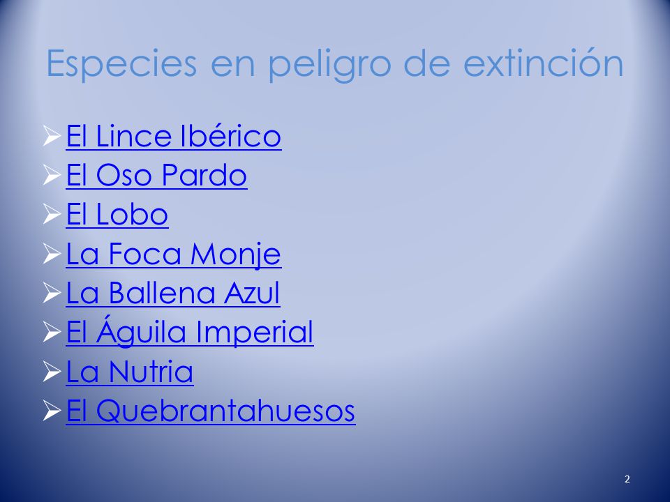 Especies en peligro de extinción