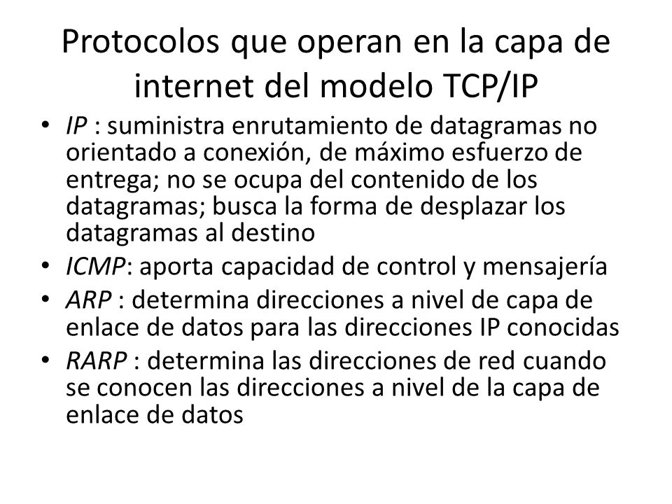 Protocolos que operan en la capa de internet del modelo TCP/IP