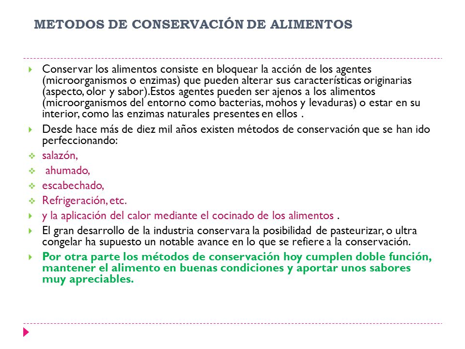 METODOS DE CONSERVACIÓN DE ALIMENTOS