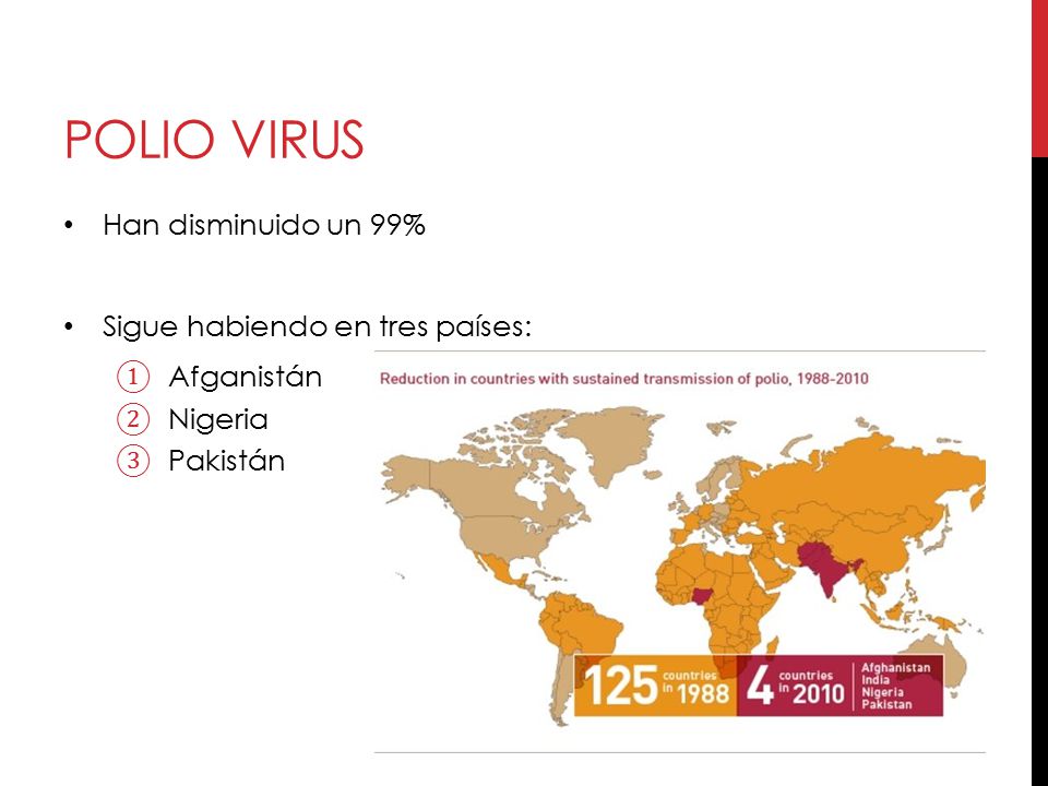 Polio virus Han disminuido un 99% Sigue habiendo en tres países: