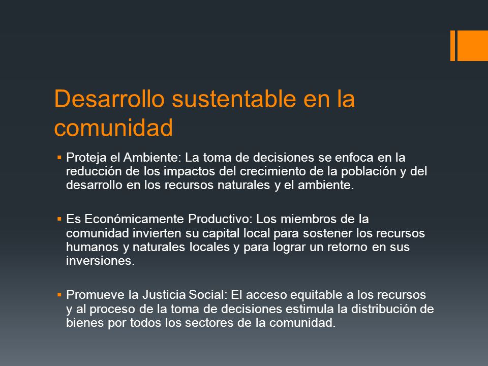 Desarrollo sustentable en la comunidad