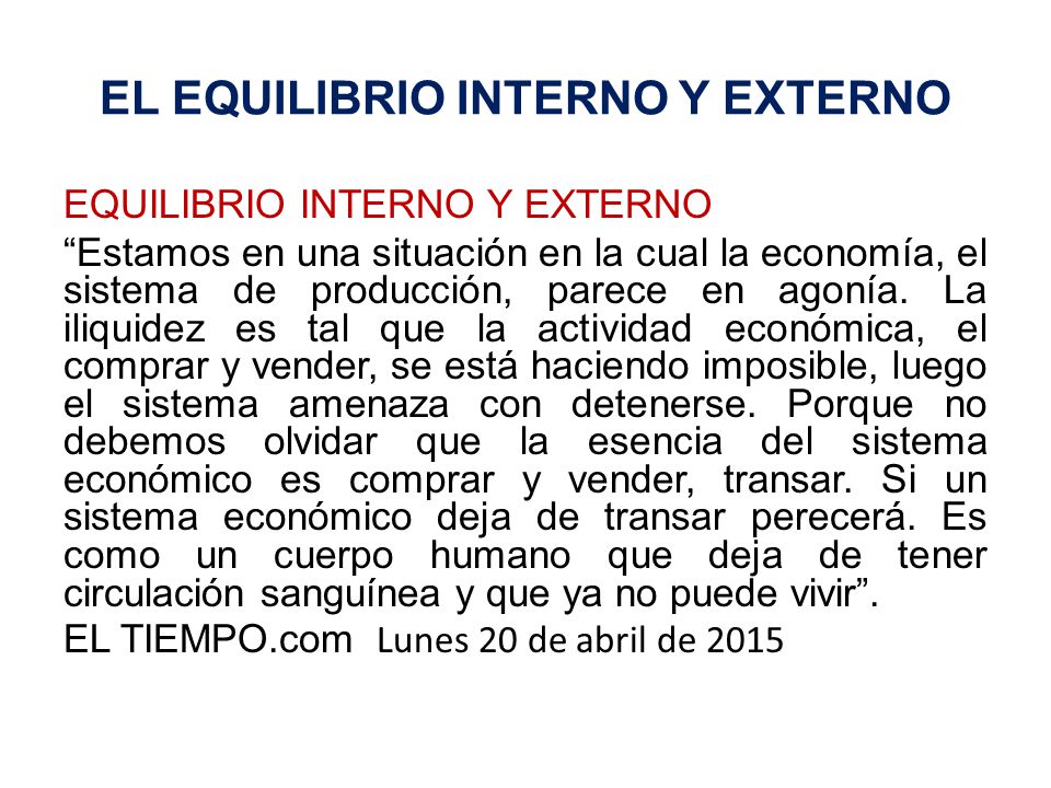 EL EQUILIBRIO INTERNO Y EXTERNO