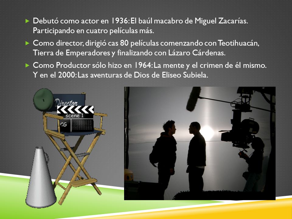 Debutó como actor en 1936: El baúl macabro de Miguel Zacarías