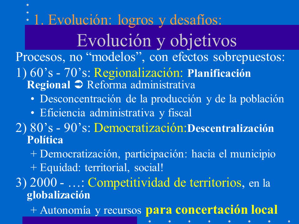 1. Evolución: logros y desafíos: Evolución y objetivos