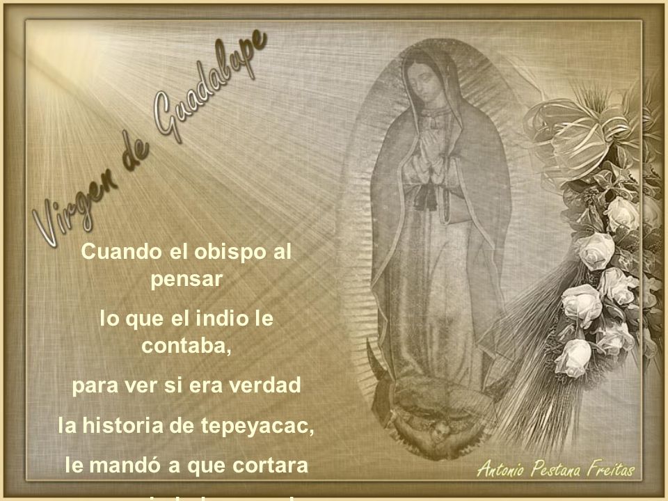 Cuando el obispo al pensar lo que el indio le contaba,