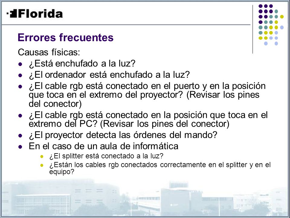 Errores frecuentes Causas físicas: ¿Está enchufado a la luz