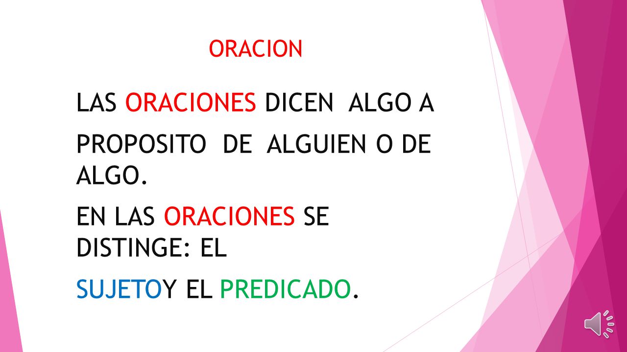 ORACION LAS ORACIONES DICEN ALGO A PROPOSITO DE ALGUIEN O DE ALGO.