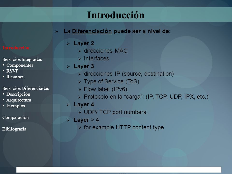 Introducción La Diferenciación puede ser a nivel de: Layer 2