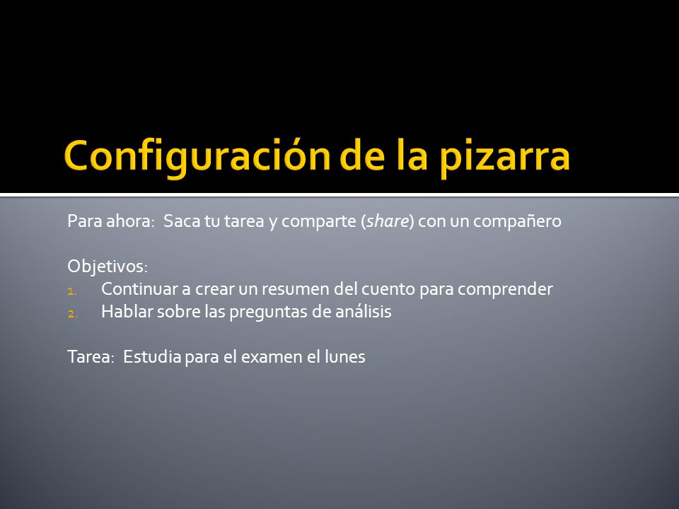 Configuración de la pizarra