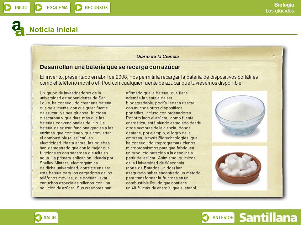 Noticia inicial Desarrollan una batería que se recarga con azúcar