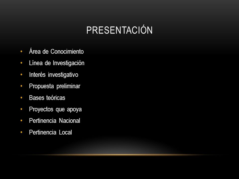 Presentación Área de Conocimiento Línea de Investigación
