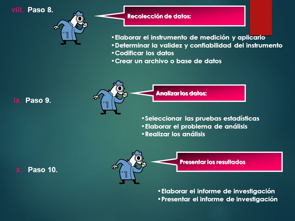 Paso 8. Recolección de datos: Elaborar el instrumento de medición y aplicarlo. Determinar la validez y confiabilidad del instrumento.