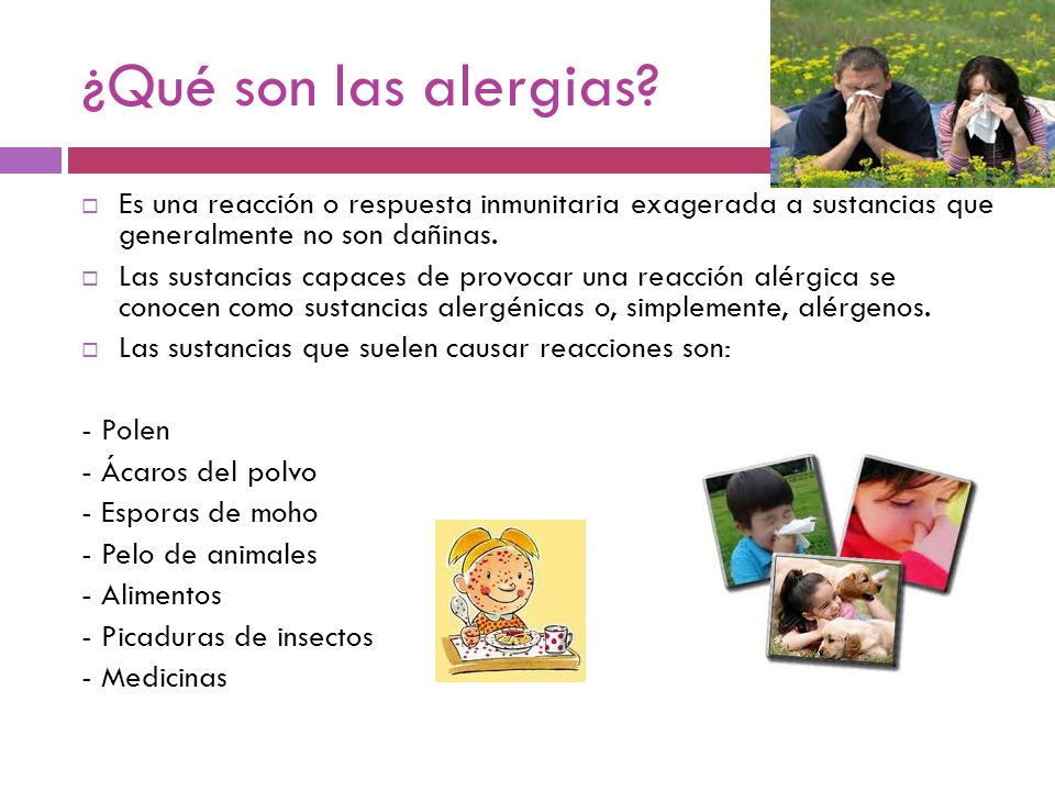 ¿Qué son las alergias Es una reacción o respuesta inmunitaria exagerada a sustancias que generalmente no son dañinas.