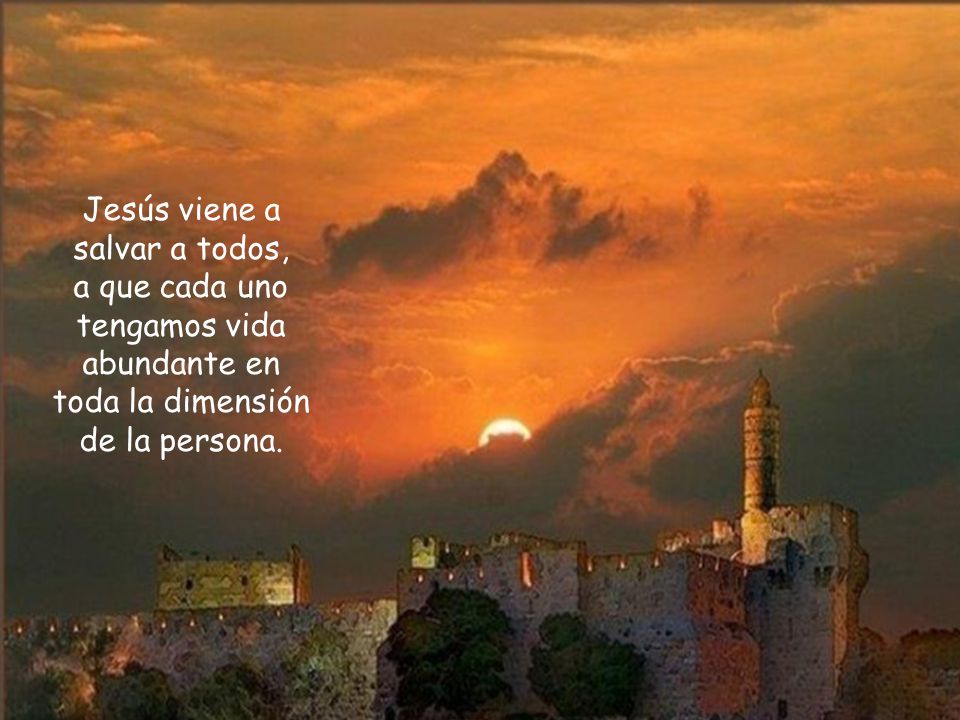 Jesús viene a salvar a todos, a que cada uno tengamos vida abundante en toda la dimensión de la persona.