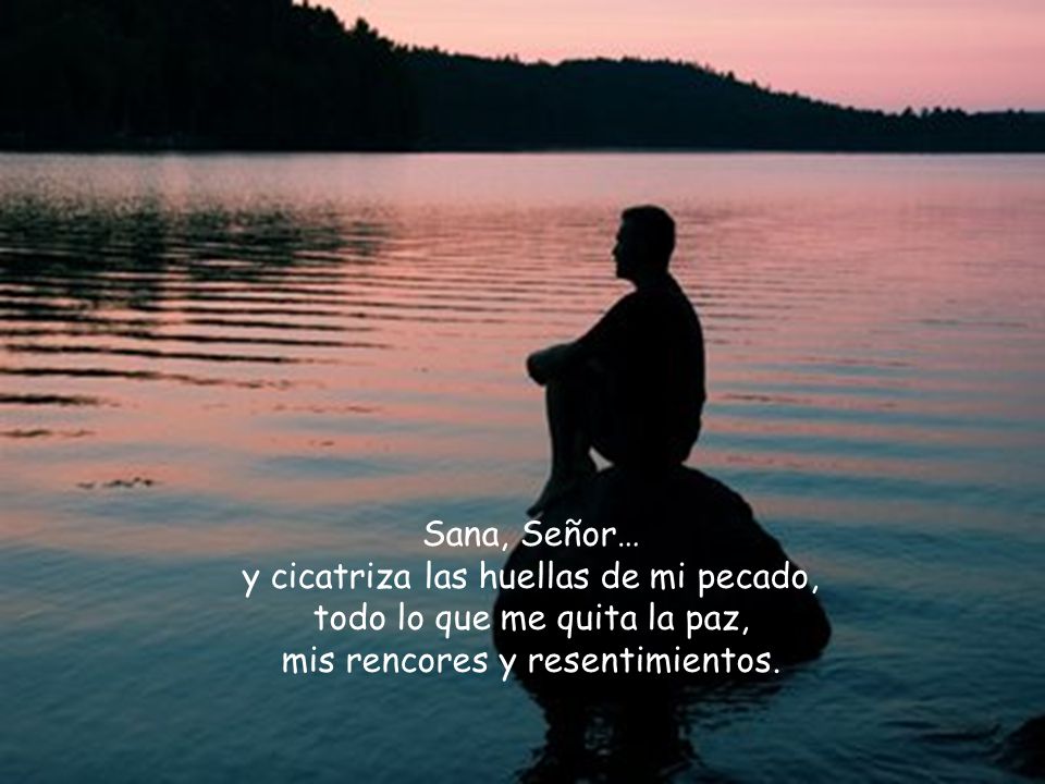 y cicatriza las huellas de mi pecado, todo lo que me quita la paz,