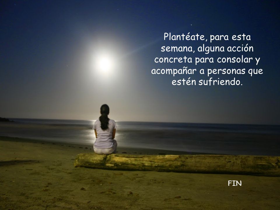 Plantéate, para esta semana, alguna acción concreta para consolar y acompañar a personas que estén sufriendo.