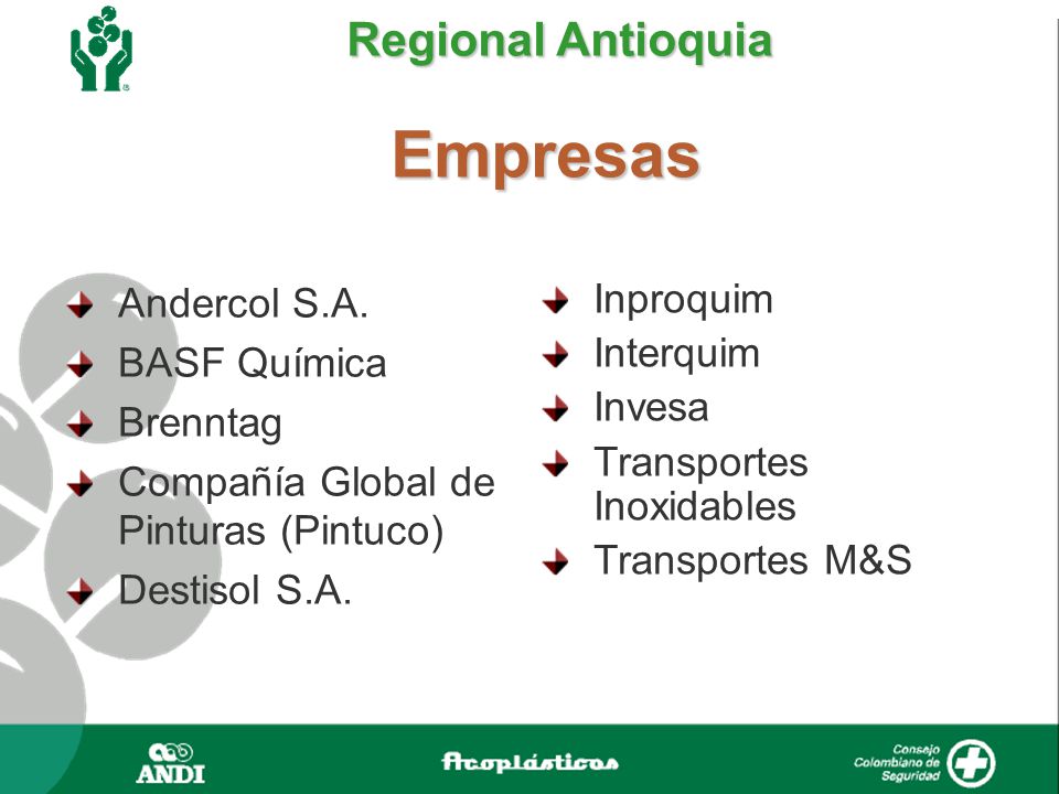 Empresas Andercol S.A. Inproquim BASF Química Interquim Invesa