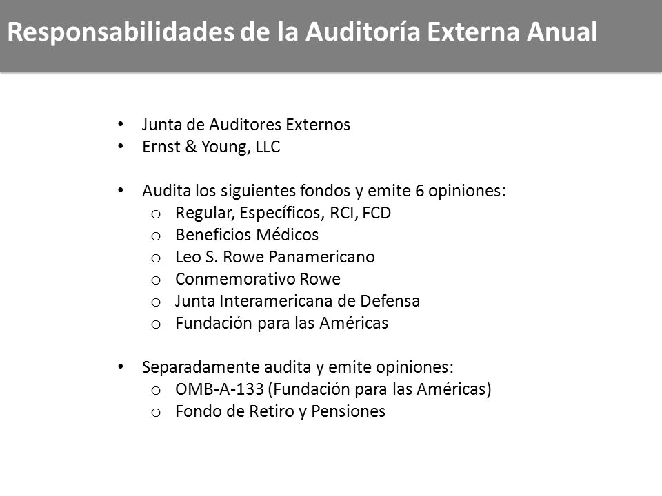 Responsabilidades de la Auditoría Externa Anual